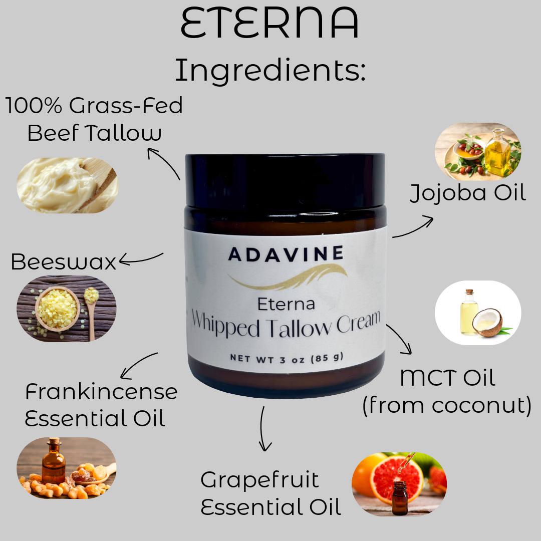"Pre-Order Now — Ships October 21, 2025" Whipped Tallow Cream ETERNA NET WT 3 OZ (85 g)